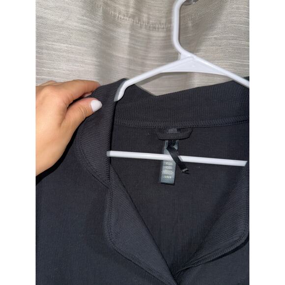 Skims long sleeve ribbed pajama shirt in onyx size large - Picture 3 of 3